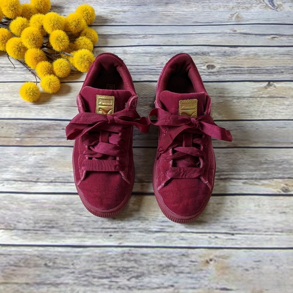 Puma Burgundy Velvet Kids Sneakers - Picture 11 of 12
